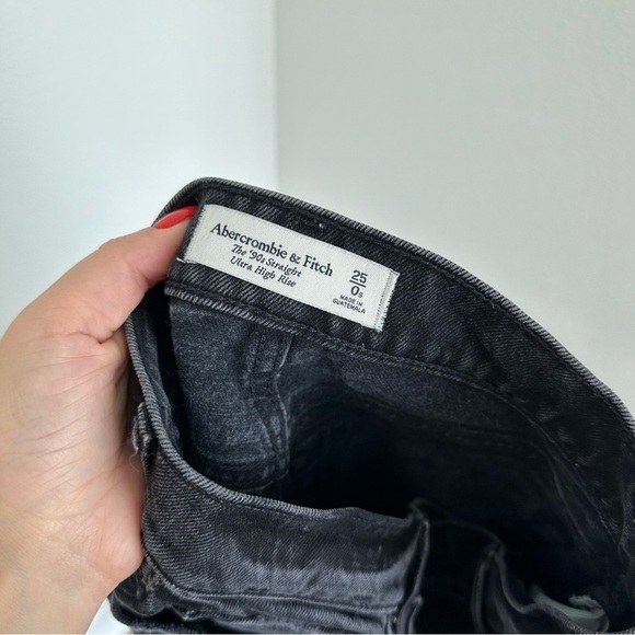 Abercrombie & Fitch The 90's Straight Ultra High Rise Jeans Crossover Waist 25 - Picture 7 of 9
